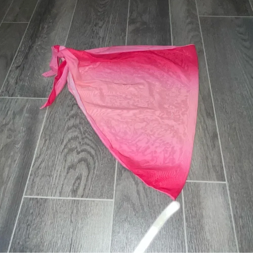 Pink Ombre Sarong Wrap Skirt Swimsuit Coverup